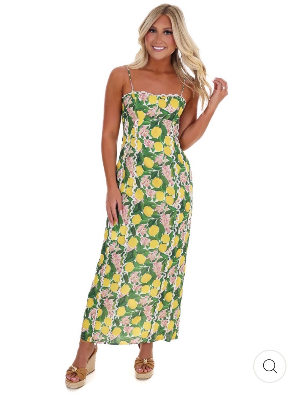 Lemon Print Midi Dress
